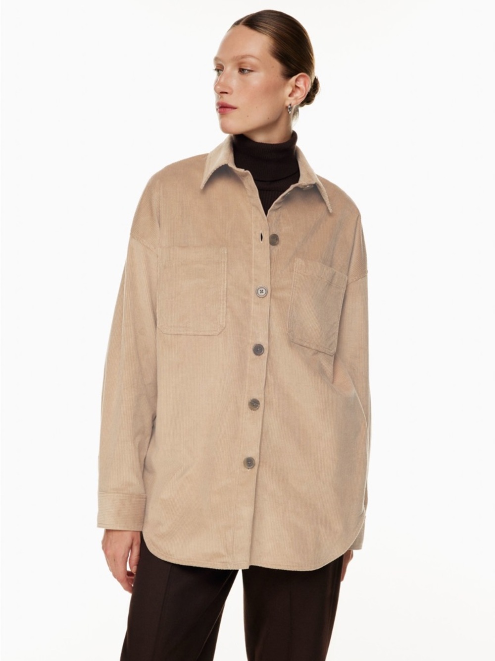ARITZIA The Group Babaton Greydon Corduroy Shirt/ Shacket, Beige, Size Small